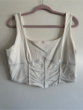 Reformation Cream Structured Crop Corset Tank